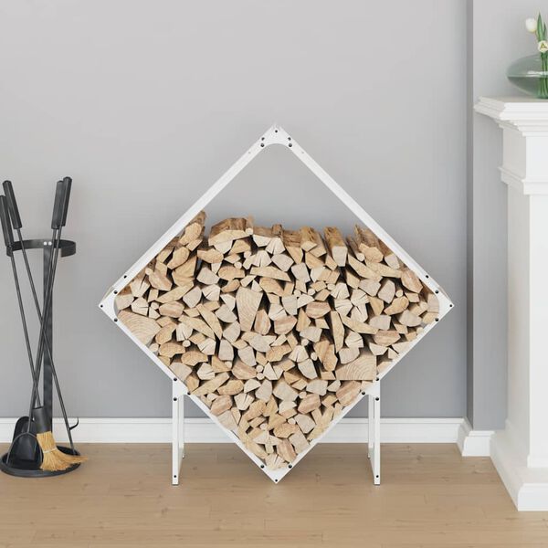 vidaXL Firewood Rack White 100x25x100 cm Cold-rolled steel