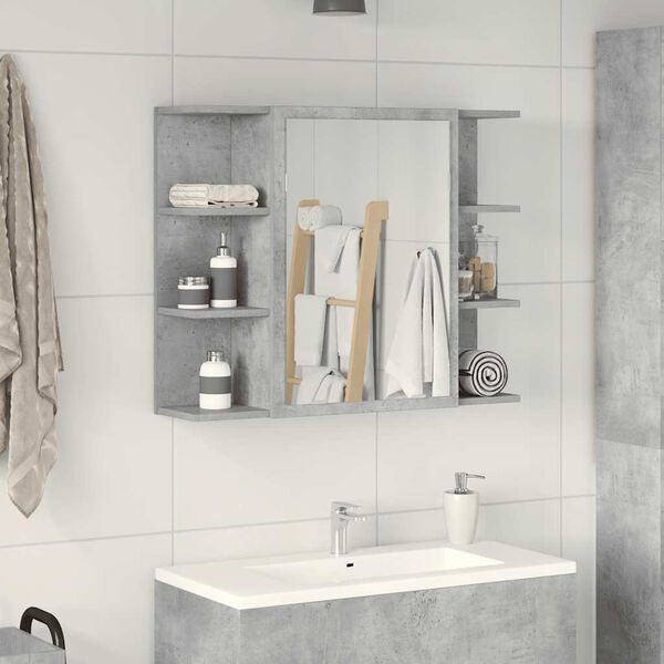 vidaXL Bathroom Mirror Cabinet Concrete Grey 80x20.5x64 cm Engineered Wood