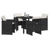 vidaXL Garden Dining Set 5 pcs Black Poly Rattan