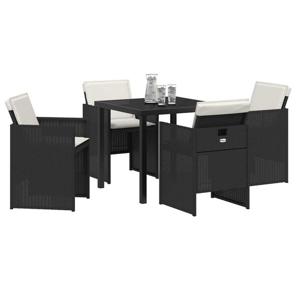 vidaXL Garden Dining Set 5 pcs Black Poly Rattan