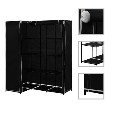 vidaXL Corner Wardrobe Black 130x87x169 cm