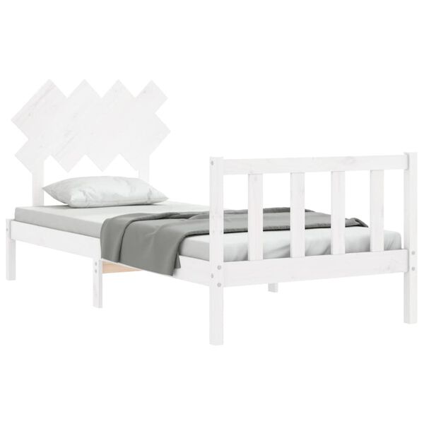 vidaXL Bed Frame without Mattress White Single Solid Wood Pine