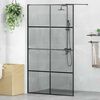 vidaXL Walk-in Shower Wall Black 115 x 195 cm Tempered Glass