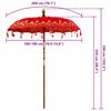 vidaXL Balinese Parasol Red (180-190) x 260 cm Cotton and Wood