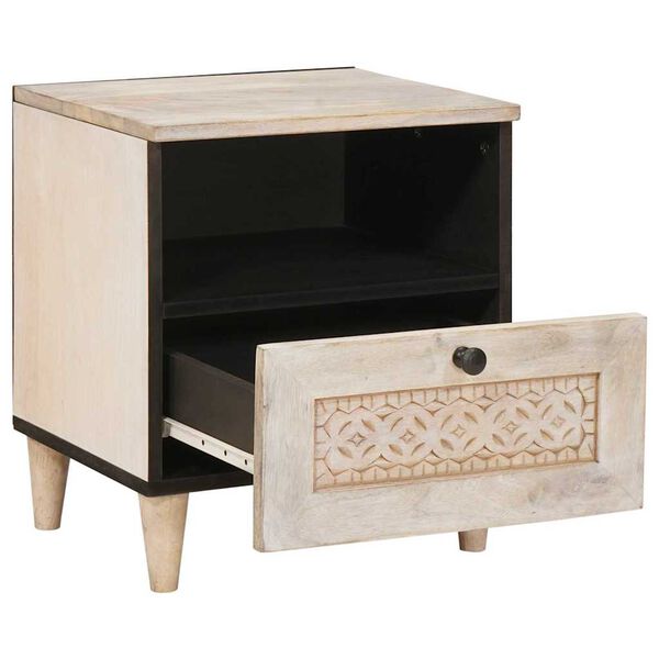 vidaXL Bedside Cabinet 2 pcs Beige 40 x 33 x 46 cm Solid Acacia wood