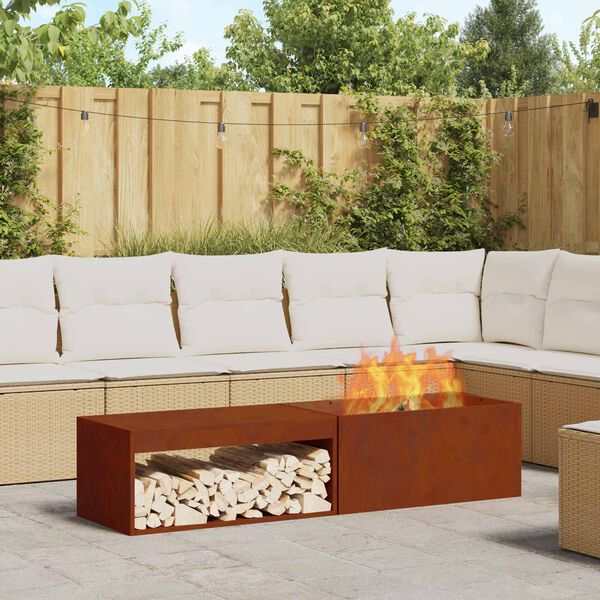 vidaXL Fire Pit Brown 160 x 45 x 35 cm Steel