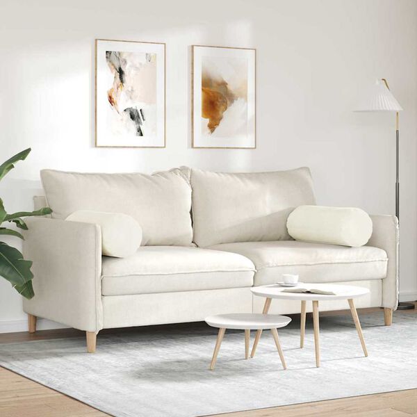 vidaXL Bolster Pillows 2 pcs Cream Ø 25 x 70 cm Corduroy Fabric