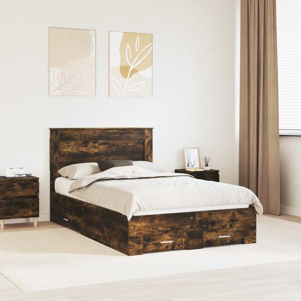 vidaXL Bed Frame with Drawer with Headboard Manual Engineered Wood