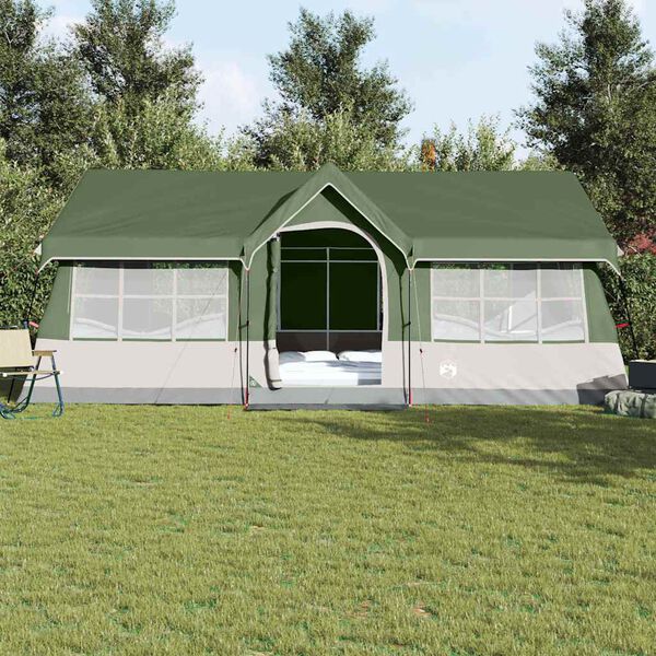vidaXL Family Tent with Roof Green and Beige 622 x 295 x 238 cm