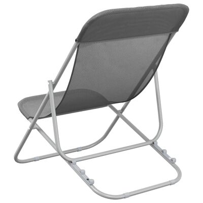 vidaXL Folding Beach Chairs 2 pcs Grey Textilene&Powder-coated Steel