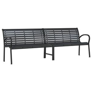 vidaXL Twin Garden Bench Black 231 cm Steel and WPC
