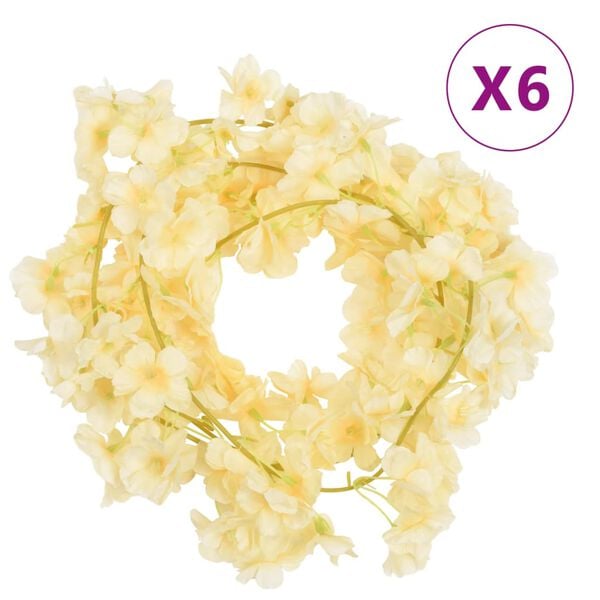 vidaXL Flower Garlands 6 pcs Champagne 180 cm