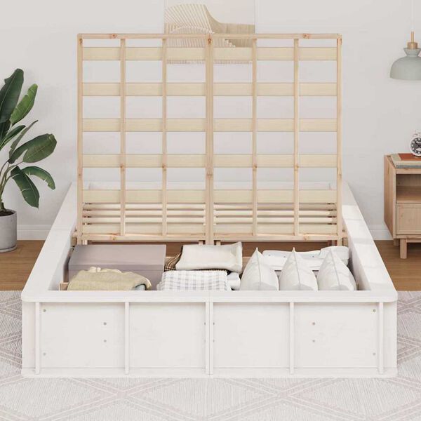 vidaXL Bed Frame White 120 x 190 cm Solid Pine Wood