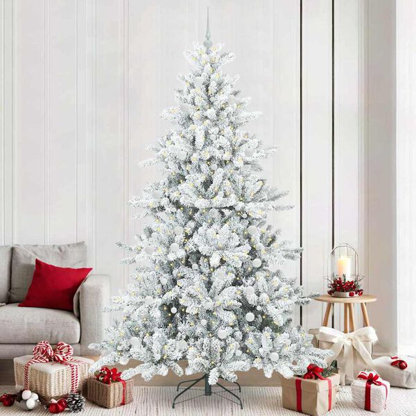 vidaXL Artificial Hinged Christmas Tree White 240 cm PVC and Steel