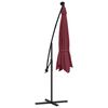 vidaXL Cantilever Garden Parasol with LED Lights and Steel Pole Wine Red