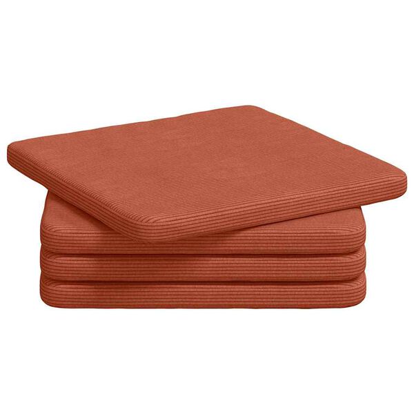 vidaXL Seat Cushions 4 pcs Red Orange 40 x 40 x 3 cm Corduroy Fabric
