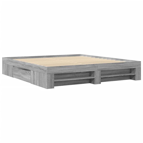 vidaXL Bed Frame without Mattress Grey Sonoma 180x200 cm Super King Engineered Wood