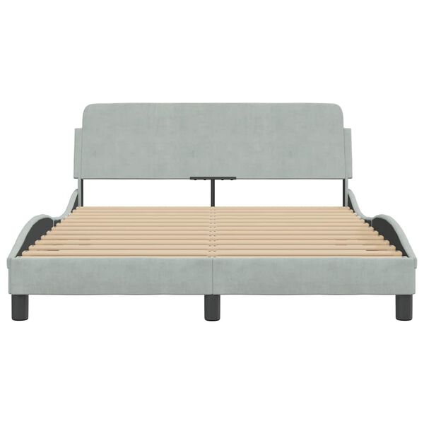 vidaXL Bed Frame "Dover" Light Grey 135x190 cm Double Velvet