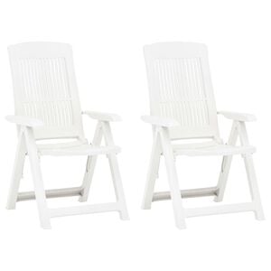 vidaXL Garden Reclining Chairs 2 pcs Plastic White