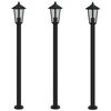 vidaXL Outdoor Floor Lamps 3pcs Black 120 cm Stainless Steel
