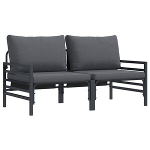 vidaXL Outdoor Furniture with Cushion with Pillow Anthracite Steel