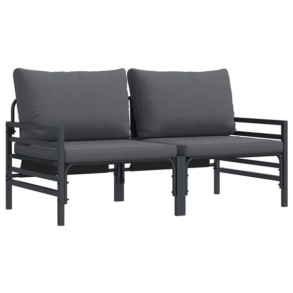 vidaXL Outdoor Furniture with Cushion with Pillow Anthracite Steel