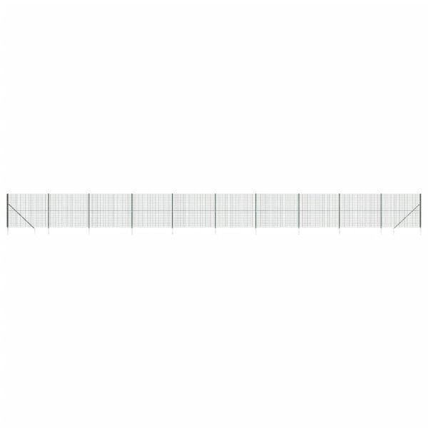 vidaXL Wire Mesh Fence with Spike Anchors Green 2x25 m