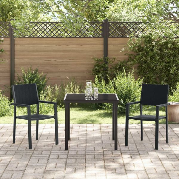 vidaXL Garden Dining Set 3 pcs Black Powder-Coated Steel
