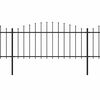 vidaXL Garden Fence with Spear Top Steel 714.5x75 cm Black