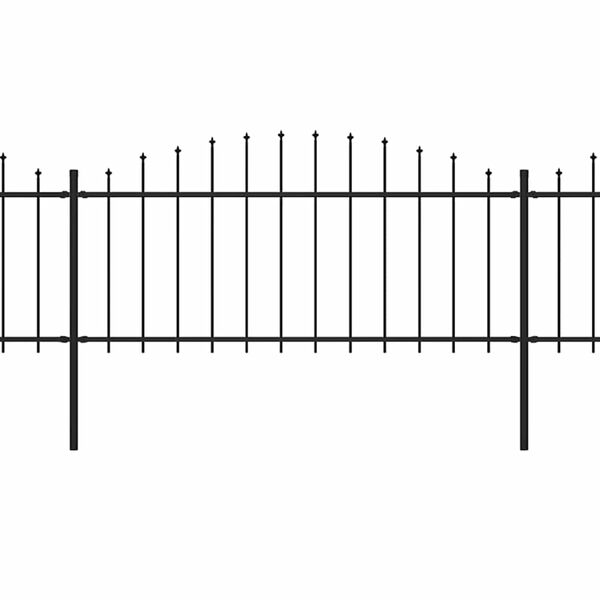 vidaXL Garden Fence with Spear Top Steel 714.5x75 cm Black