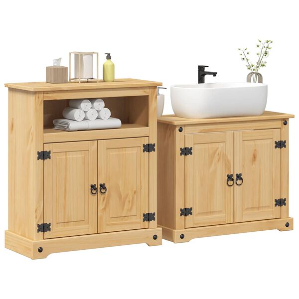 vidaXL 2 Piece Bathroom Furniture Set Corona Solid Wood Pine