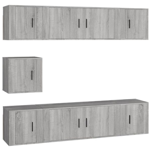 vidaXL 7 Piece TV Cabinet Set Grey Sonoma Engineered Wood