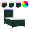 vidaXL Box Spring Bed with Mattress&LED Dark Green 100x200 cm Velvet
