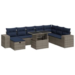 vidaXL 9 Piece Garden Sofa Set with Cushions Brown Poly Rattan Acacia