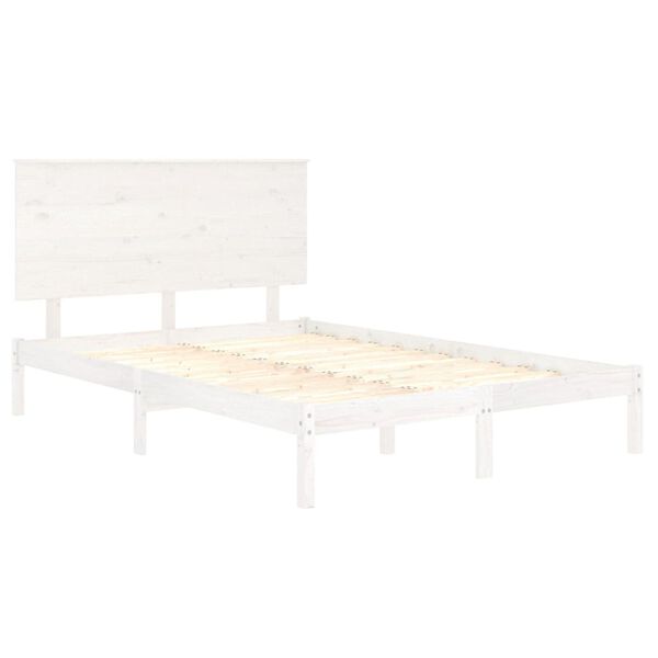 vidaXL Bed Frame without Mattress White 135x190 cm Double Solid Wood