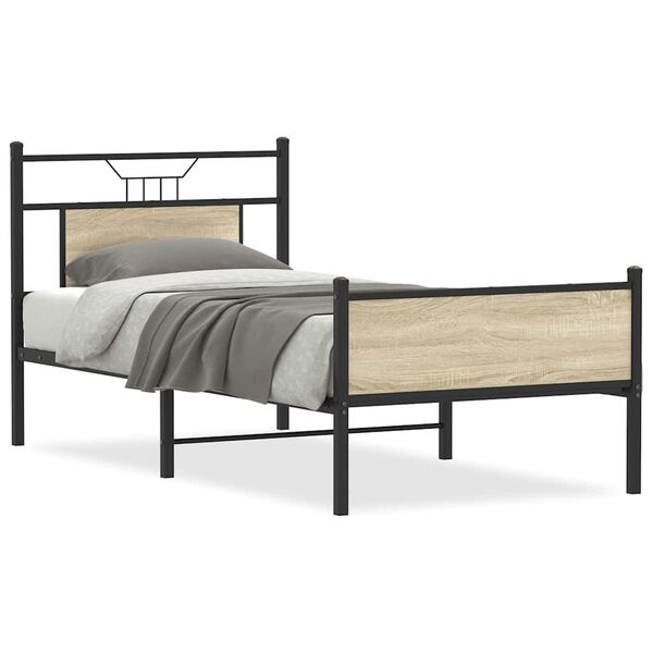vidaXL Bed Frame without Mattress Sonoma Oak 90x190 cm Single Engineered Wood