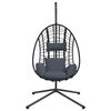 vidaXL Hanging Egg Chair with Stand Anthracite Rattan and Steel