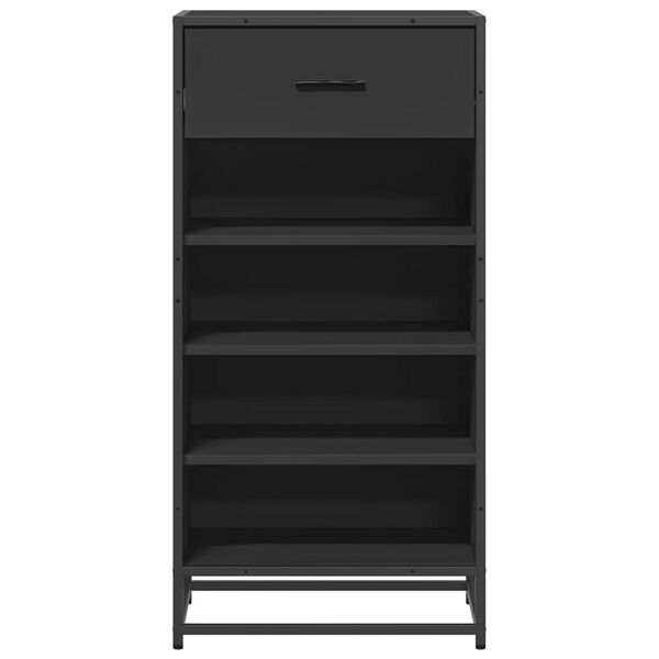 vidaXL Shoe Rack Black 48x38x97.5 cm Engineered Wood