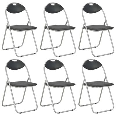 vidaXL Folding Dining Chairs 6 pcs Black Faux Leather