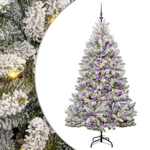vidaXL Artificial Hinged Christmas Tree Green and White 180 cm