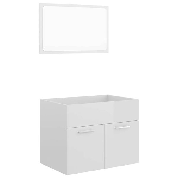 vidaXL 2 Piece Bathroom Furniture Set High Gloss White Engineered Wood