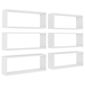 vidaXL Wall Cube Shelf 6 pcs White 60x15x23 cm Engineered Wood