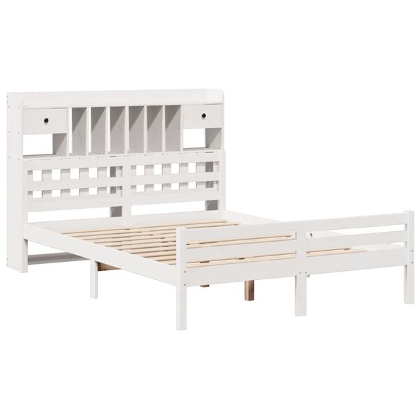vidaXL Bookcase Bed without Mattress White 140x200cm Solid Wood Pine
