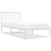 vidaXL Metal Bed Frame without Mattress with Headboard White 90x200cm