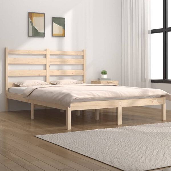 vidaXL Bed Frame without Mattress Solid Wood 140x200 cm (810017+818420)