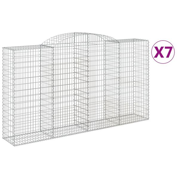 vidaXL Arched Gabion Baskets 7 pcs 300x50x160/180 cm Galvanised Iron
