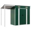 vidaXL Garden Shed with Extended Roof Green 277x107x181 cm Steel
