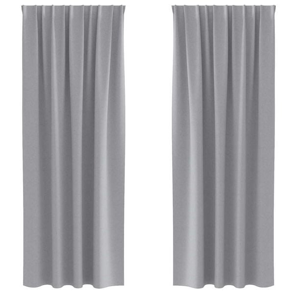 vidaXL Blackout Curtains with Rings 2 pcs Light Grey 245 x 140 cm