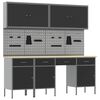 vidaXL Work Cabinet with Drawer 10 pcs Black Engineered Wood and Steel