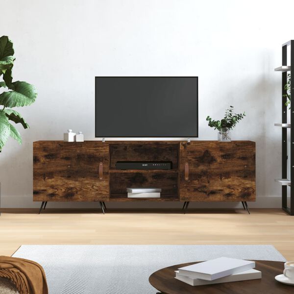 vidaXL TV Cabinet Smoked Oak 150x30x50 cm Engineered Wood